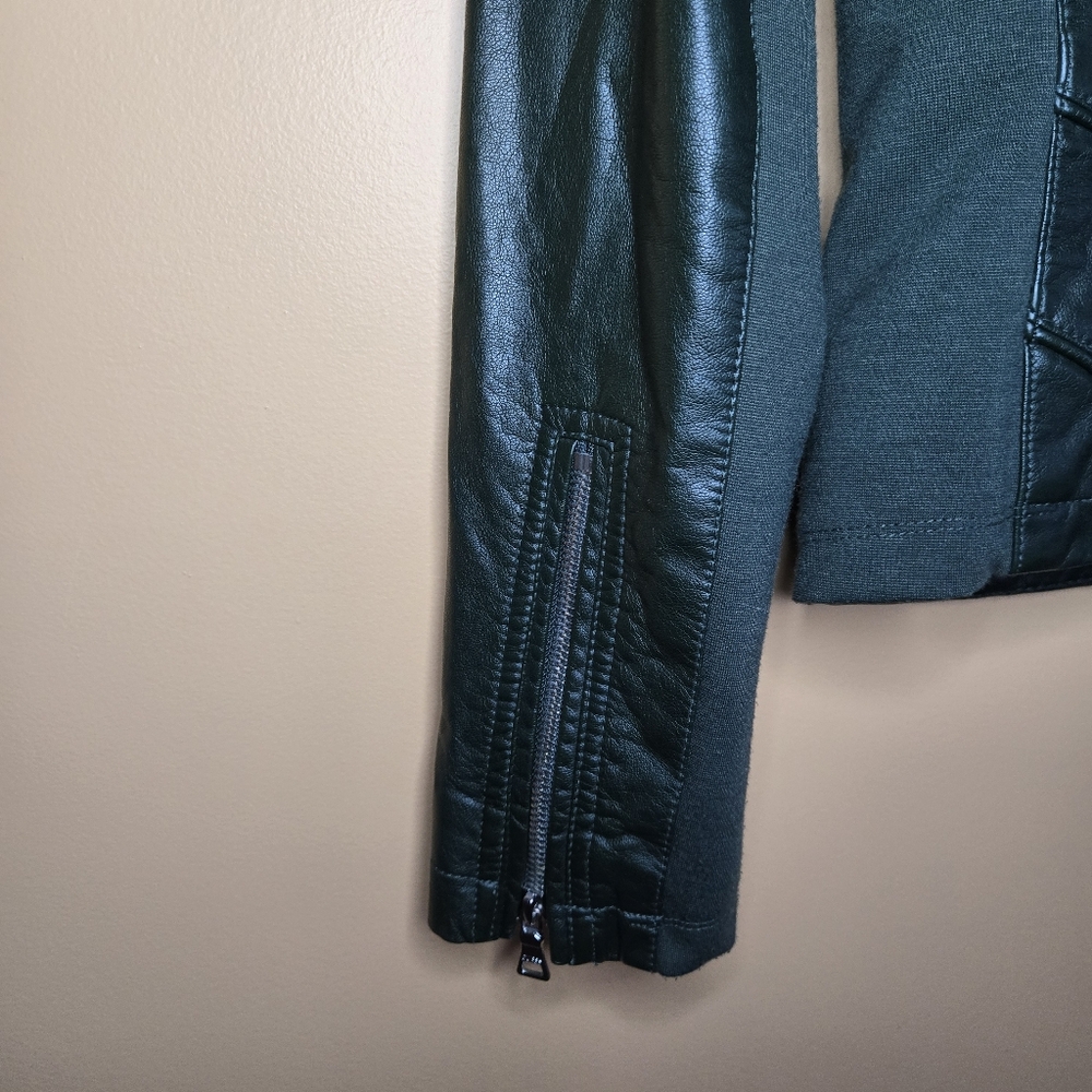 Guess Green Bomber Biker Vegan Leather Jacket, M (PTP=18") - Picture 14 of 15